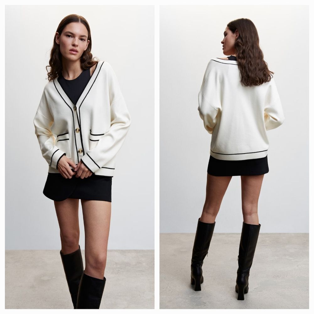 🔹️Truth Ivory Buttoned Deep Vneck Cardigan Sweater Small